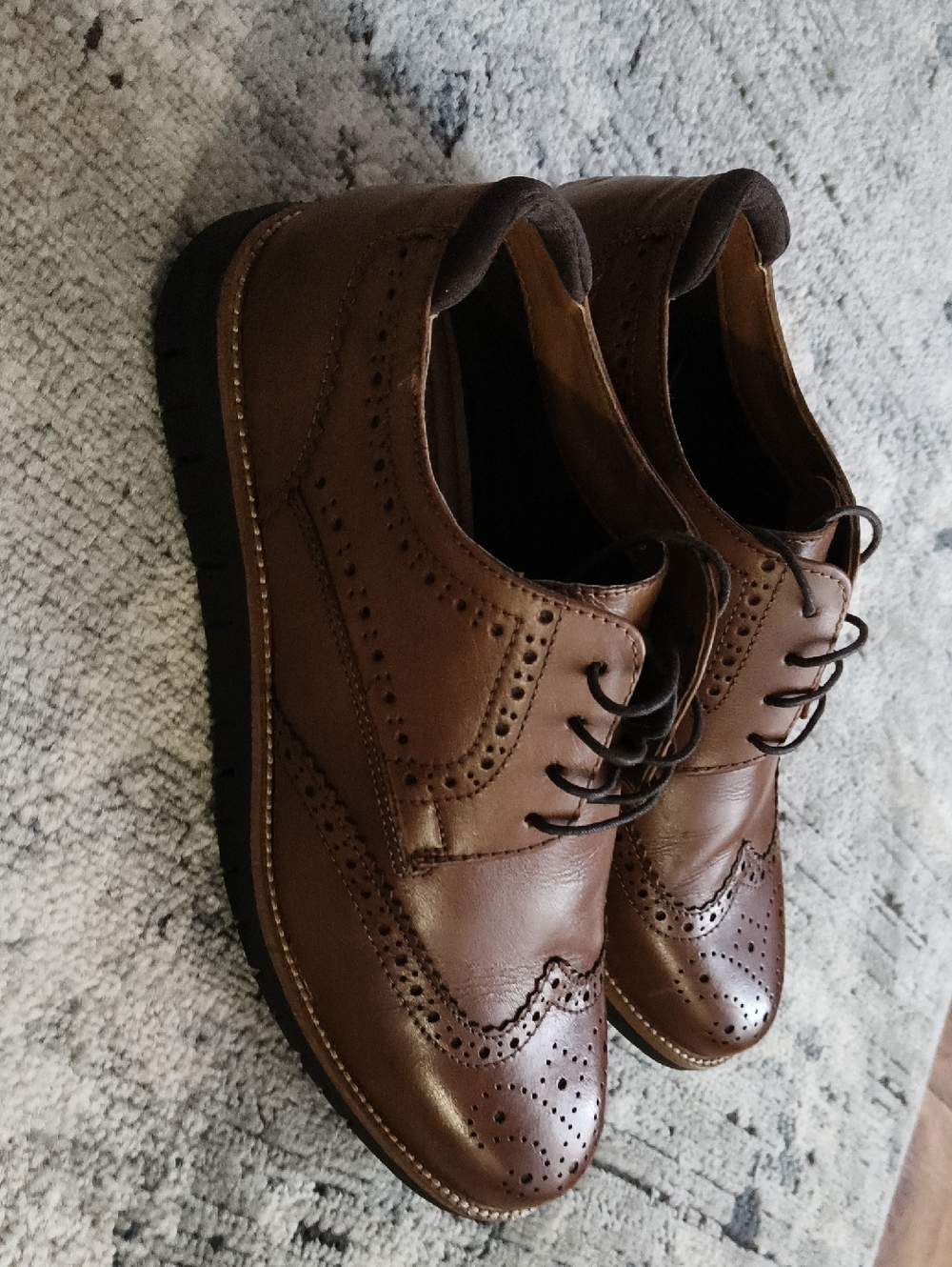 Thomas Crick Men's Brown Leather Wingtip Oxford Dress Shoes